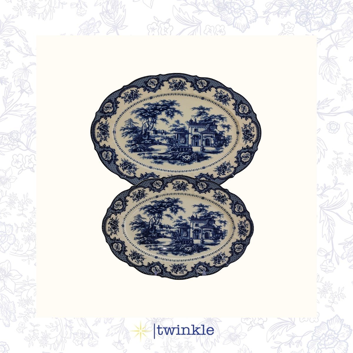 TWİNKLE ELİZABETH KAYIK TABAK MAVİ 35,5 CM + 30,5 CM TW-EL-KY-15012