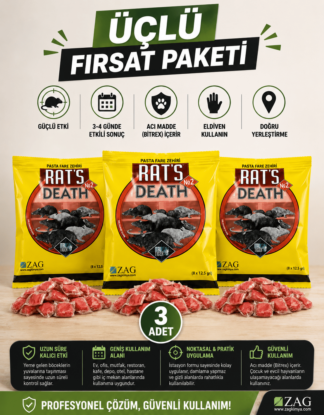 3 Paket Rast Fare Pastası (8X12.5GR) 