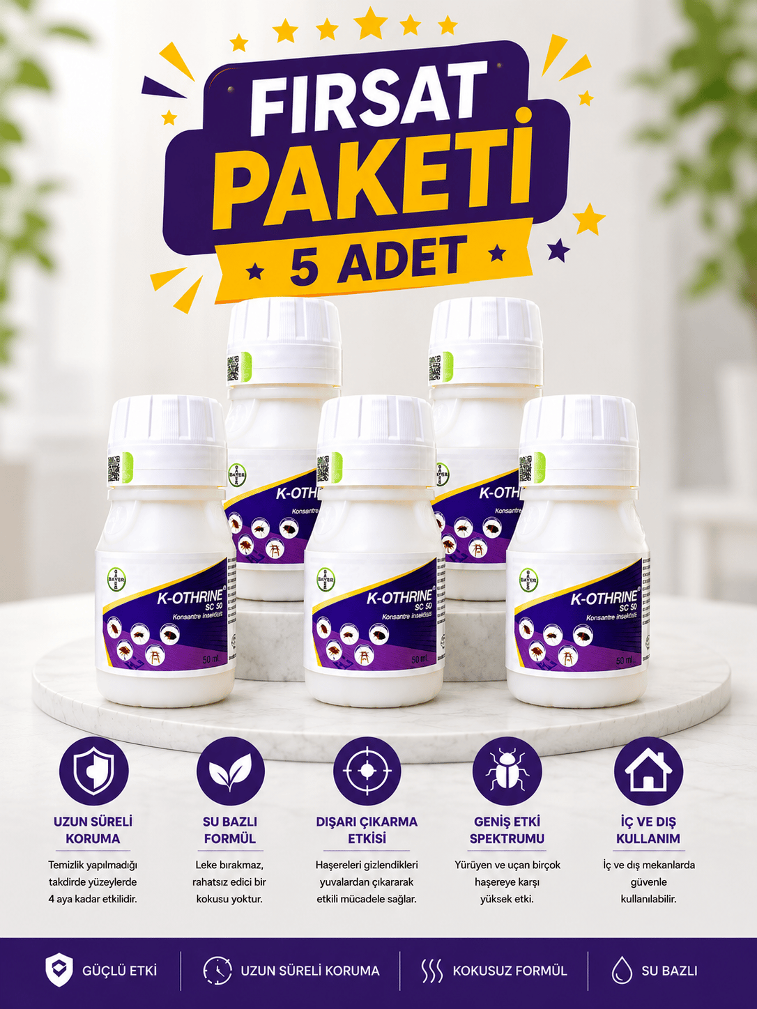 5 Adet Envu K-Othrine Sc 50ML 