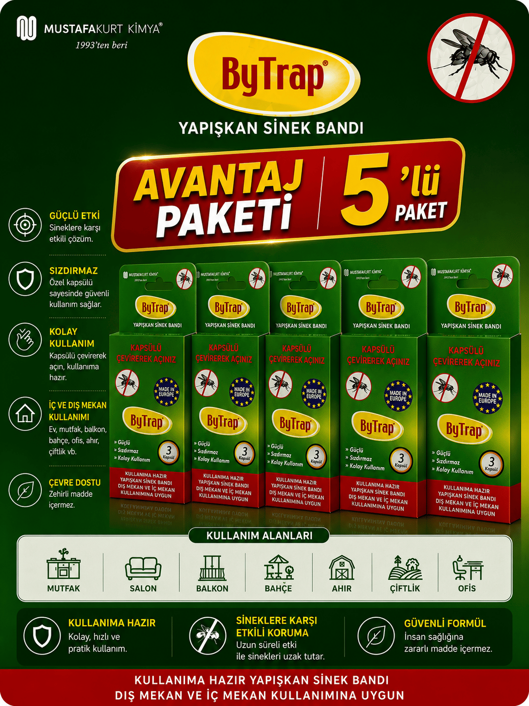 5 Kutu Bytap Yapışkan Sinek Bandı