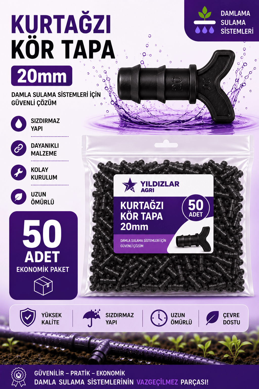 50 Adet 20mm Kör Tapa