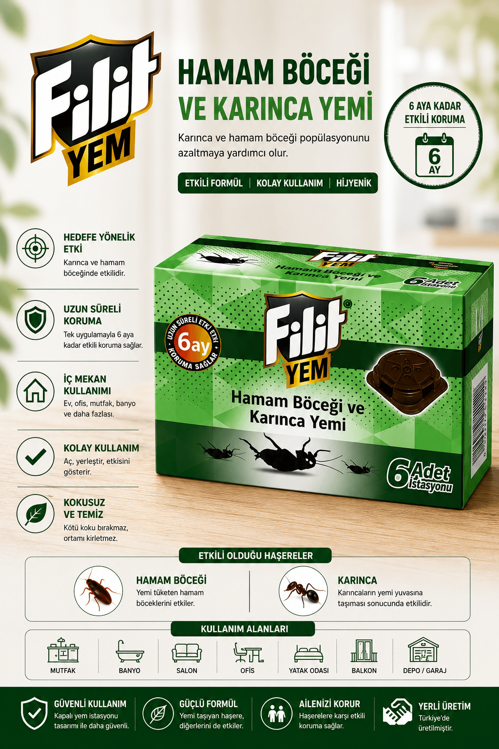 Filit Hamam Böceği ve Karınca Yemi (İstasyonlu)