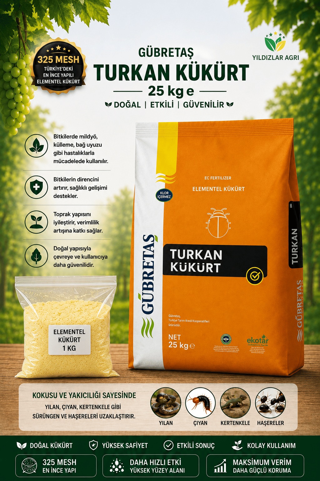 Gübretaş Turkan Kükürt 1Kg (Açık Ambalaj)