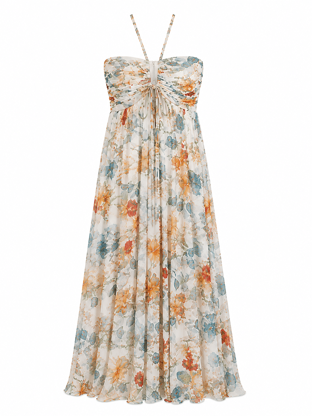 FLORAL ŞİFON MAKSİ ELBİSE