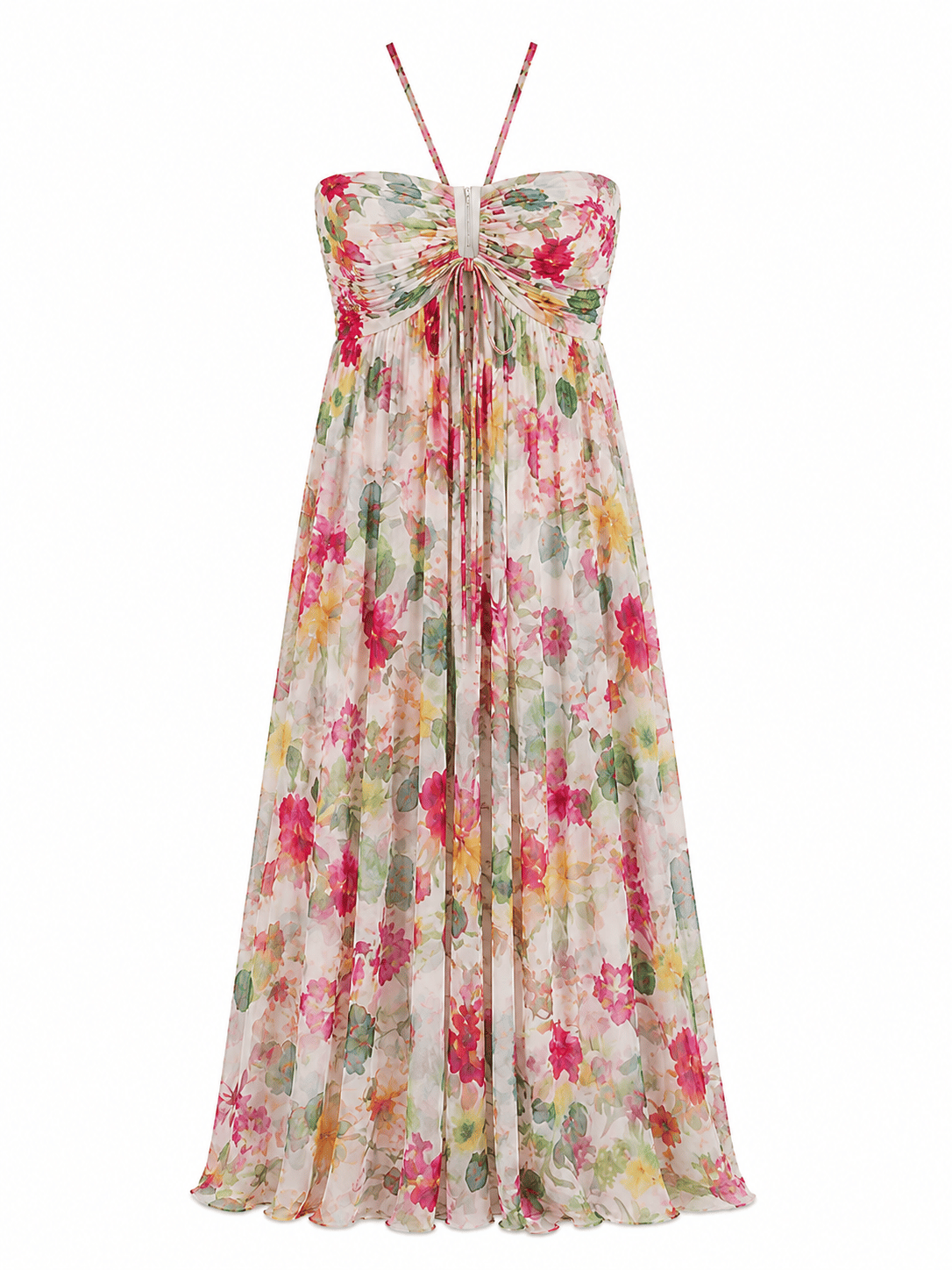 FLORAL ŞİFON MAKSİ ELBİSE