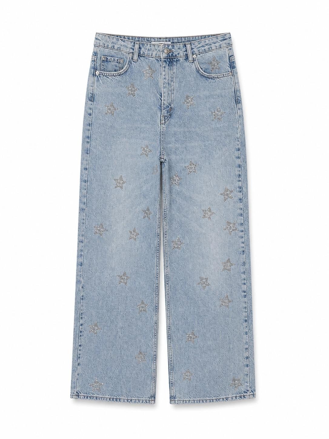 YILDIZ TAŞ İŞLEMELİ WIDE LEG JEAN