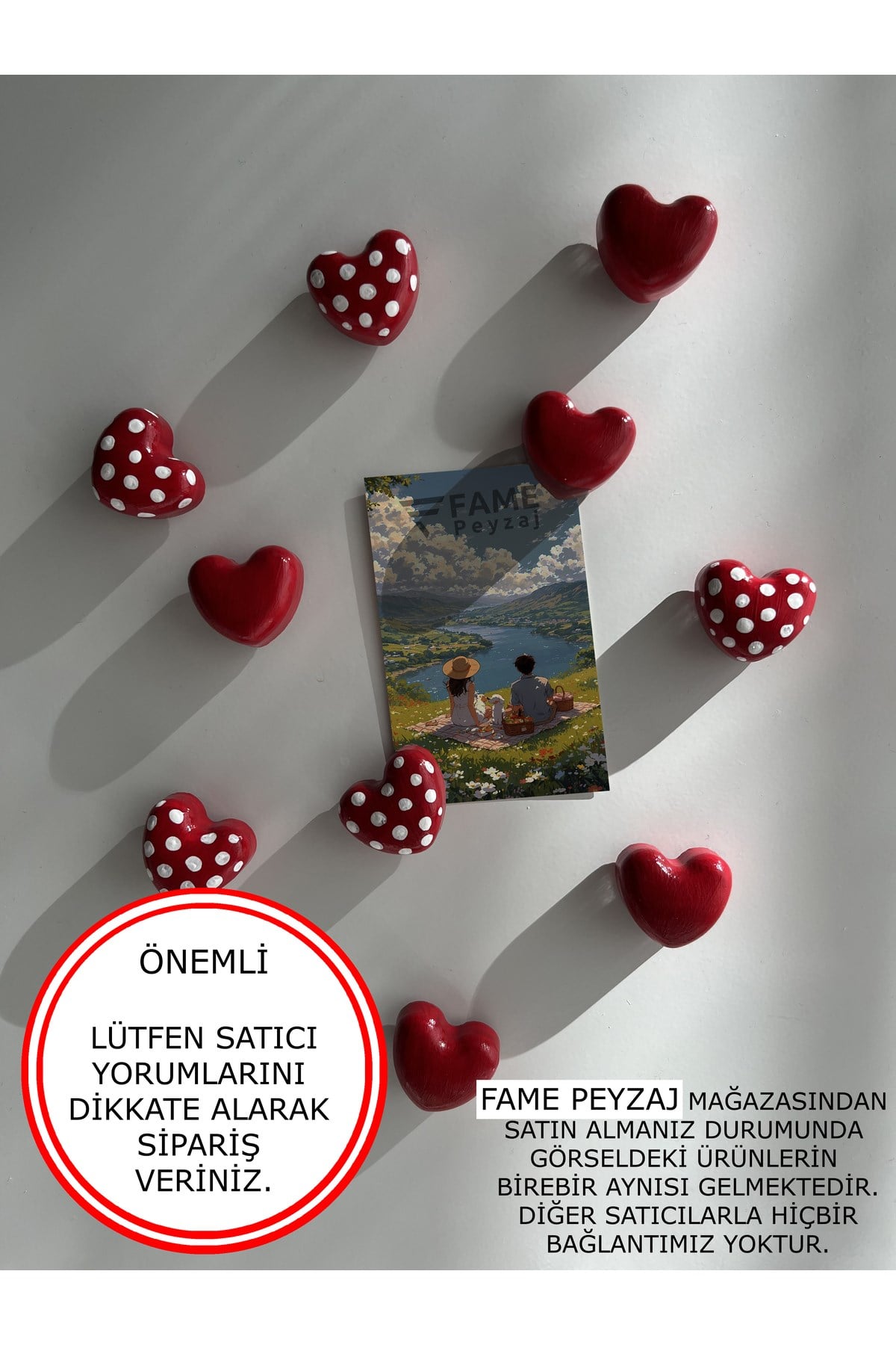 10 Adet Kalpli Buzdolabı Magneti (5 KIRMIZI, 5 BEYAZ NOKTALI) El Yapımı Fotoğraf Ve Not Tutucu