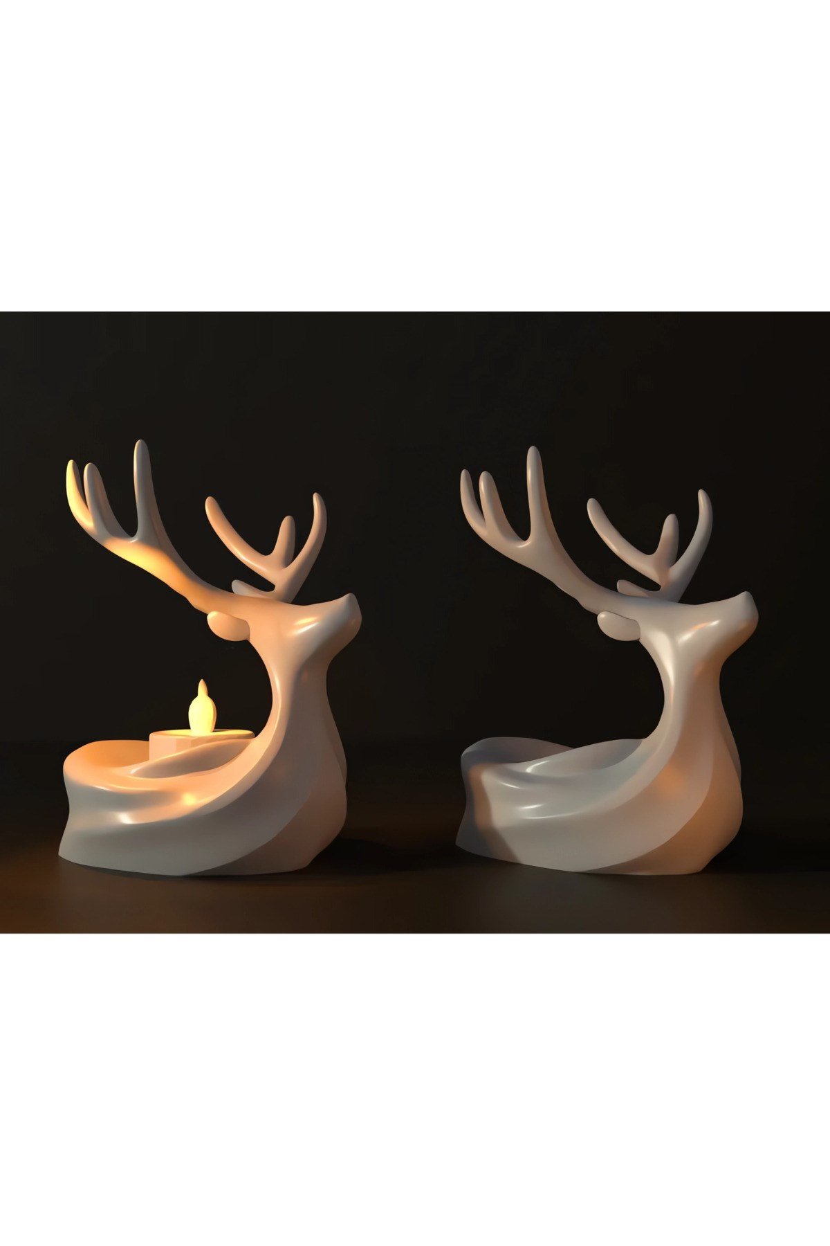 2 Adet Geyik Figürlü Tea Light Mumluk