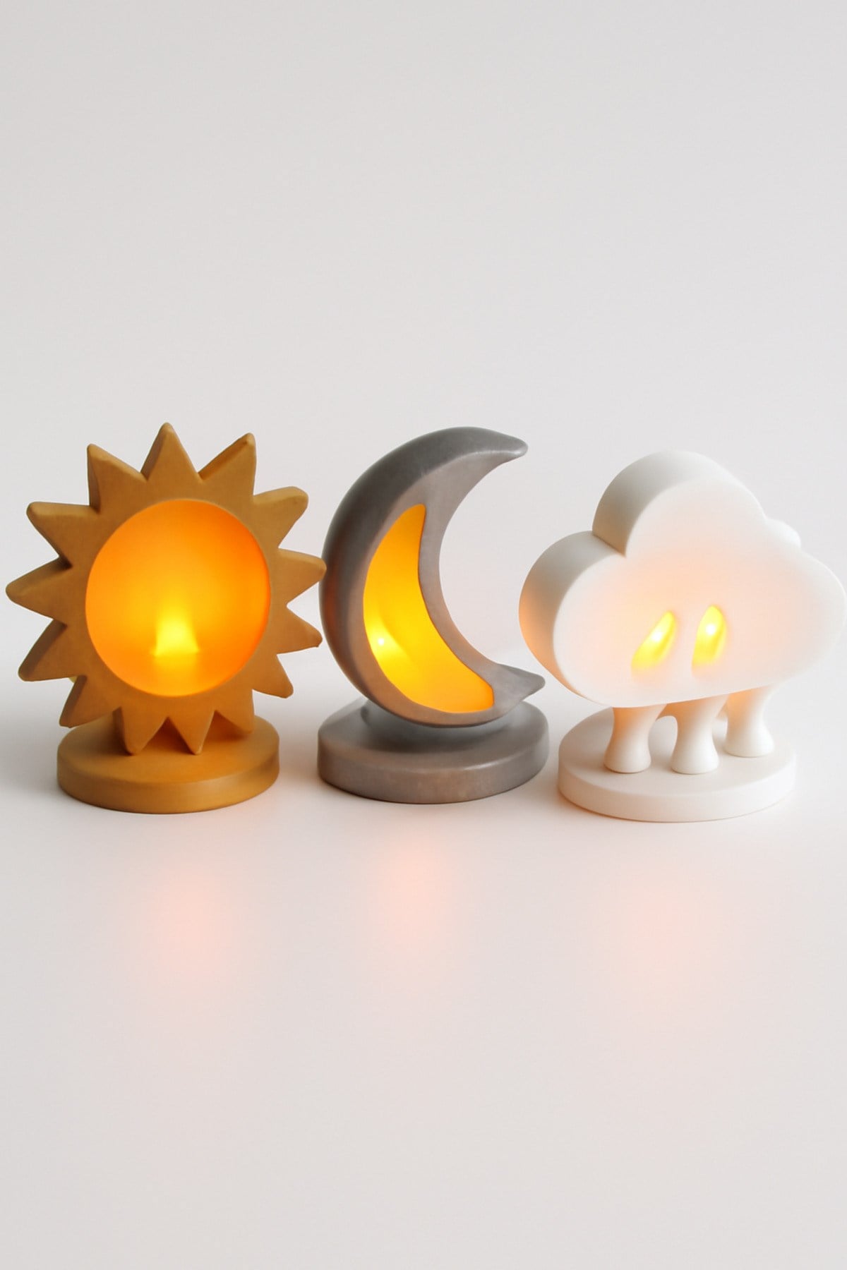 3 Adet Dekoratif Aydınlatma Mumluk Doga Elementleri Set Plastiktir. Tea Light Mum Dahildir.