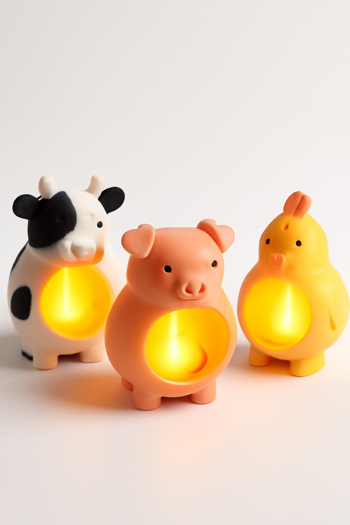 3 Adet Dekoratif Aydınlatma Mumluk Hayvan Çiftlik Set Plastiktir. Tea Light Mum Dahildir.