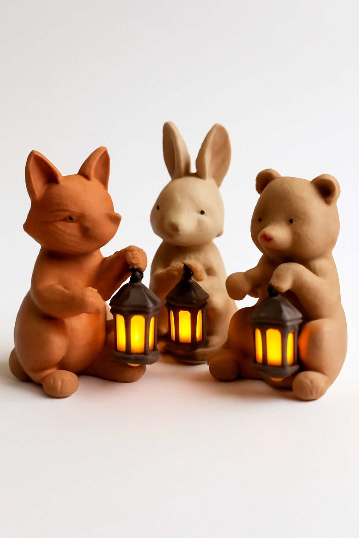 3 Adet Dekoratif Aydınlatma Mumluk Orman Arkadaşları Set Plastiktir. Tea Light Mum Dahildir.