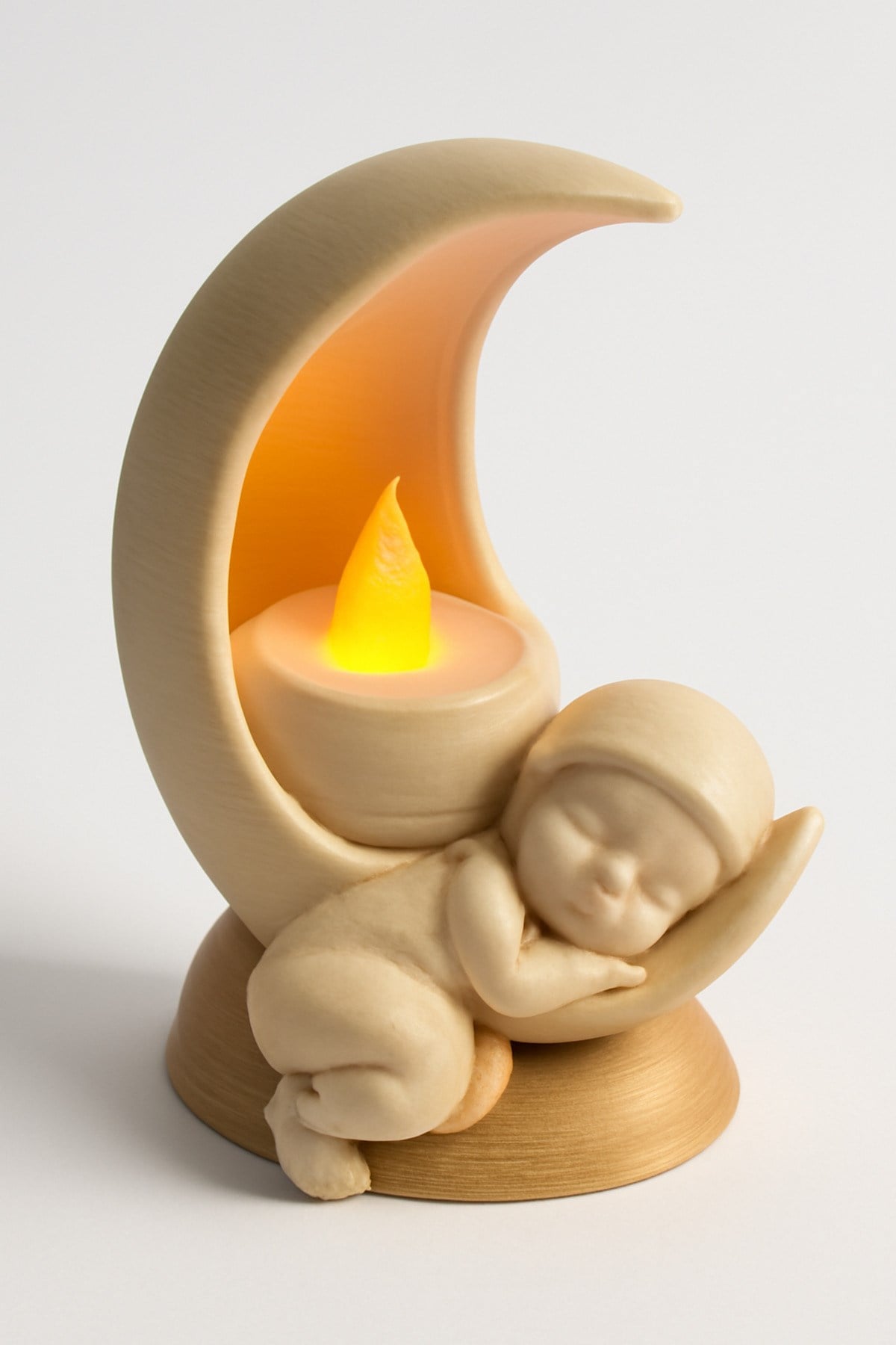Dekoratif Aydınlatma Mumluk Bebek Ay Mumluk Plastiktir. Tea Light Mum Dahildir.