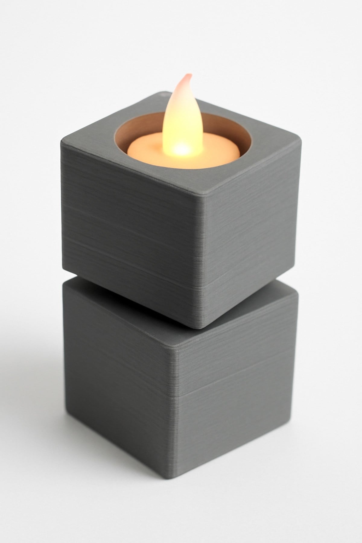 Dekoratif Aydınlatma Mumluk Çift Küp Mumluk Plastiktir. Tea Light Mum Dahildir.
