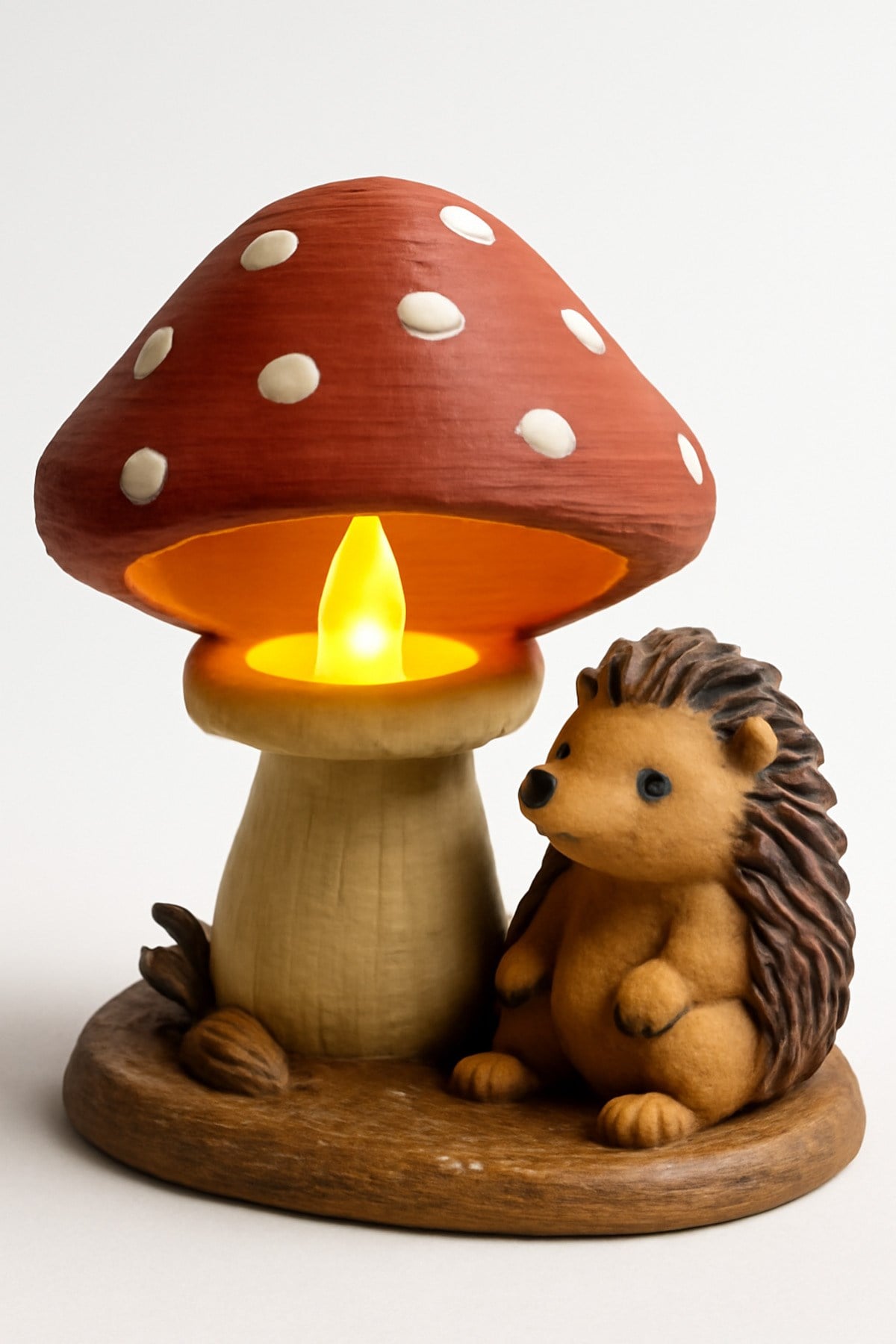Dekoratif Aydınlatma Mumluk Kirpi Mantar Mumluk Plastiktir. Tea Light Mum Dahildir.