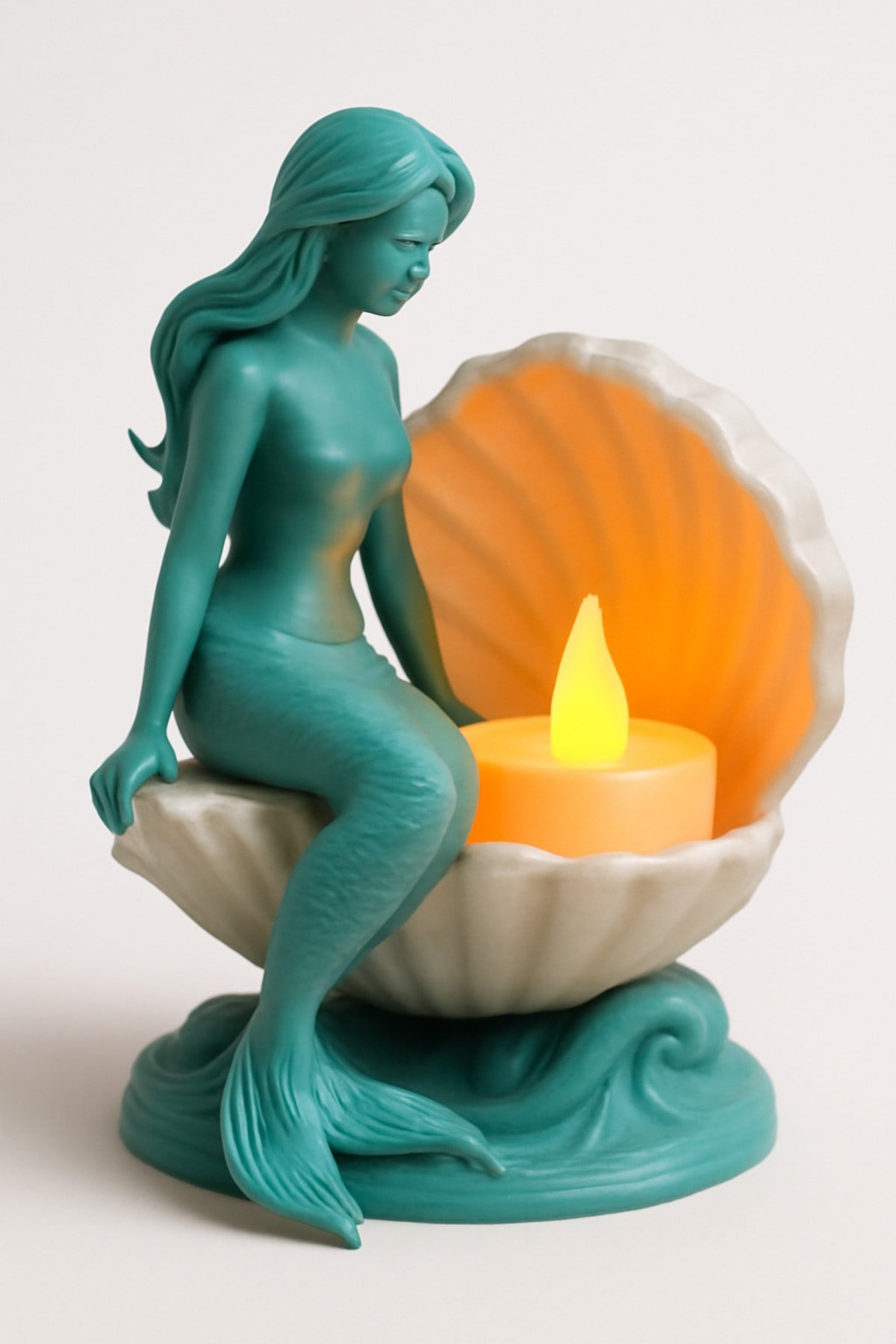 Dekoratif Aydınlatma Mumluk Mermaid Kabuk Mumluk Plastiktir. Tea Light Mum Dahildir.