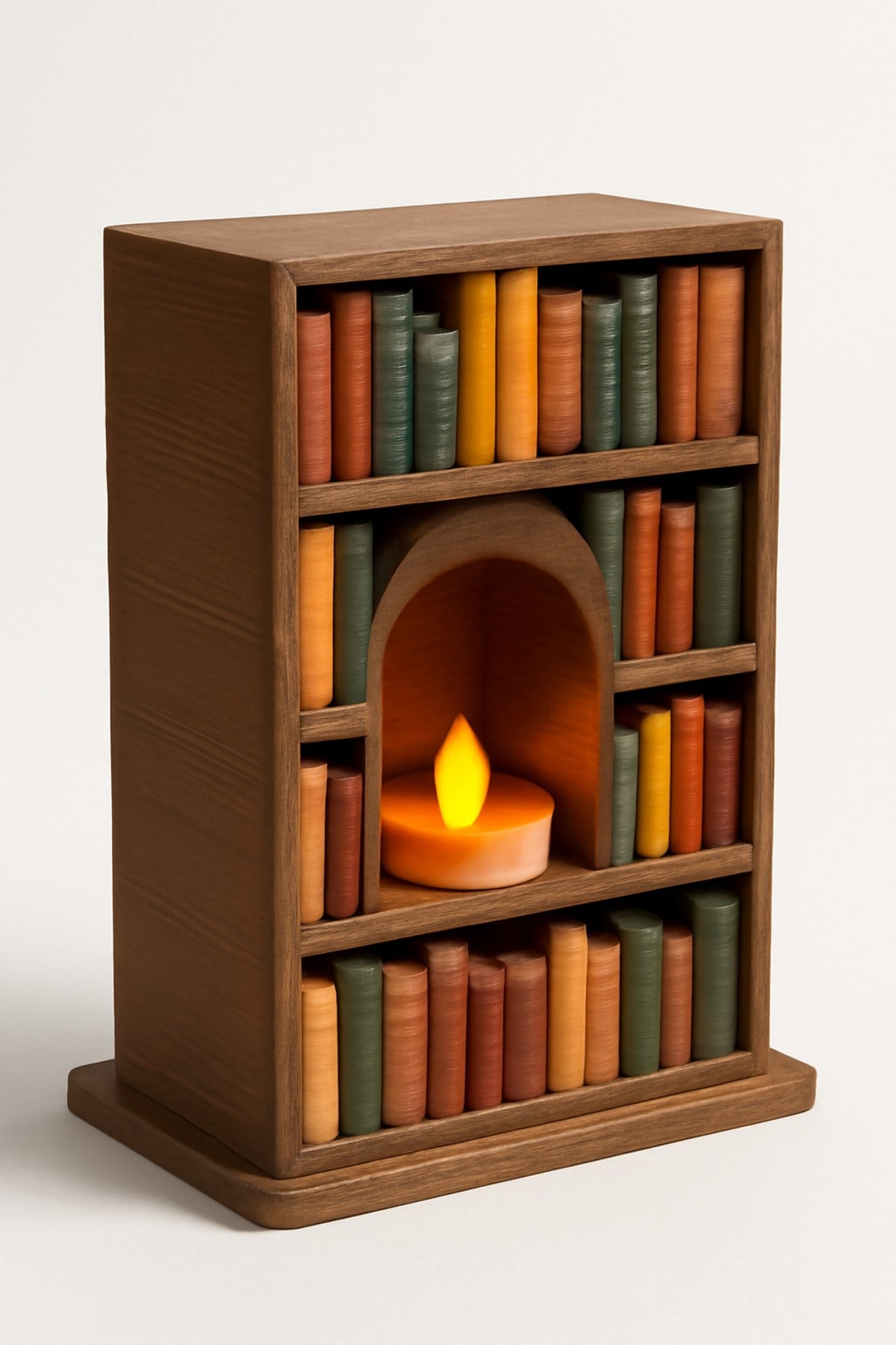 Dekoratif Aydınlatma Mumluk Mini Kütüphane Mumluk Plastiktir. Tea Light Mum Dahildir.