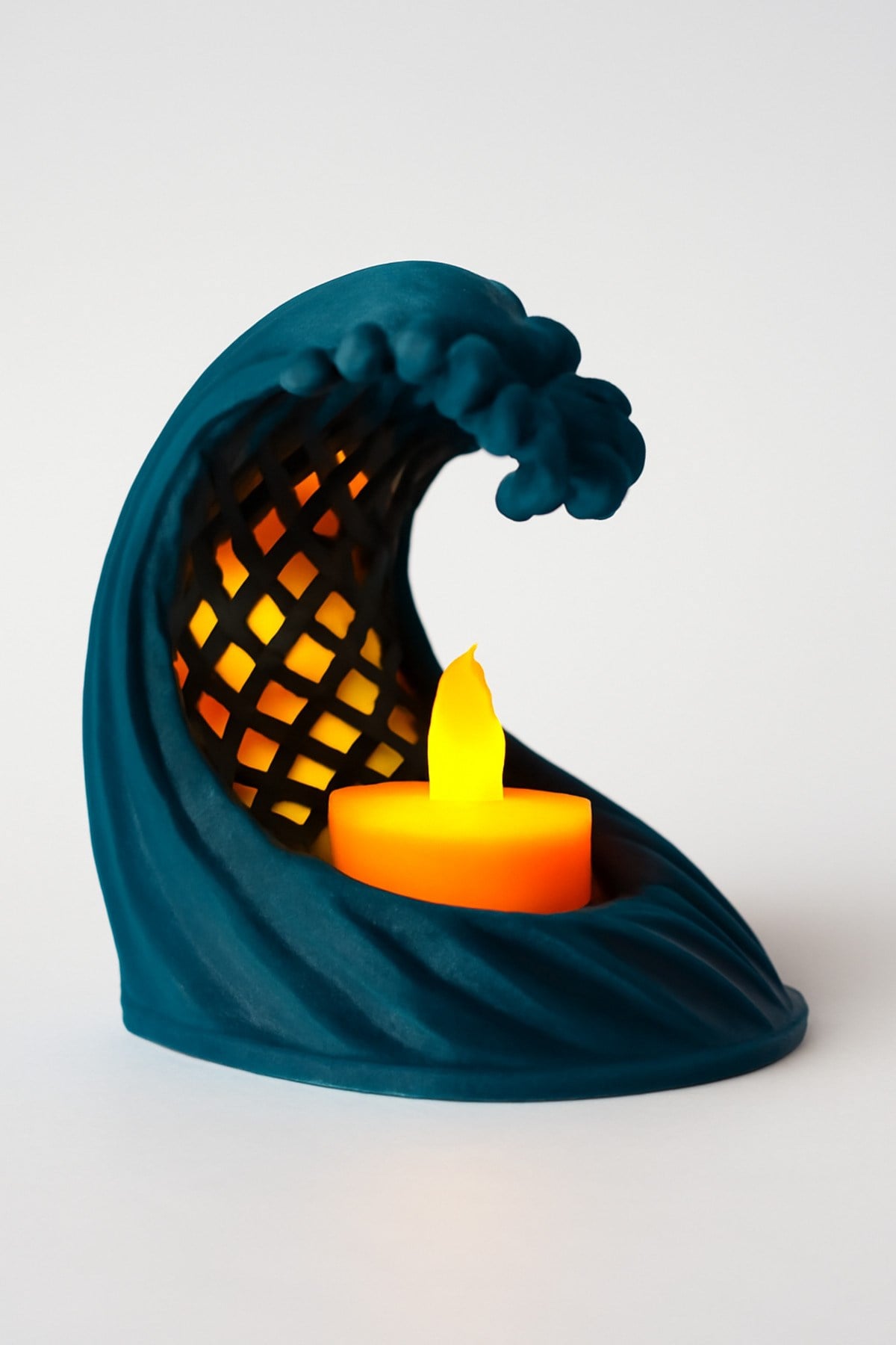 Dekoratif Aydınlatma Mumluk Okyanus Dalgasi Mumluk Plastiktir. Tea Light Mum Dahildir.