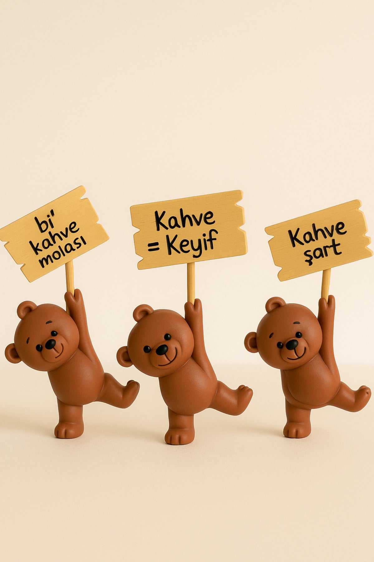 Dekoratif Ayıcık Kahve Keyfi Seti – 3’lü Set - Kahve Aksesuarı