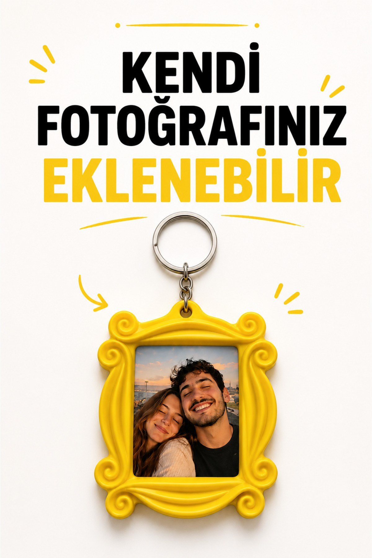 Kişiselleştirilebilir 1 ADET Friends Polaroid Fotoğraf Çerçevesi Anahtarlık- Fotoğrafınızı Ekleyin Anahtarlık- Monica Kapı Çerçevesi Anahtarlık Fotoğraf Eklenir