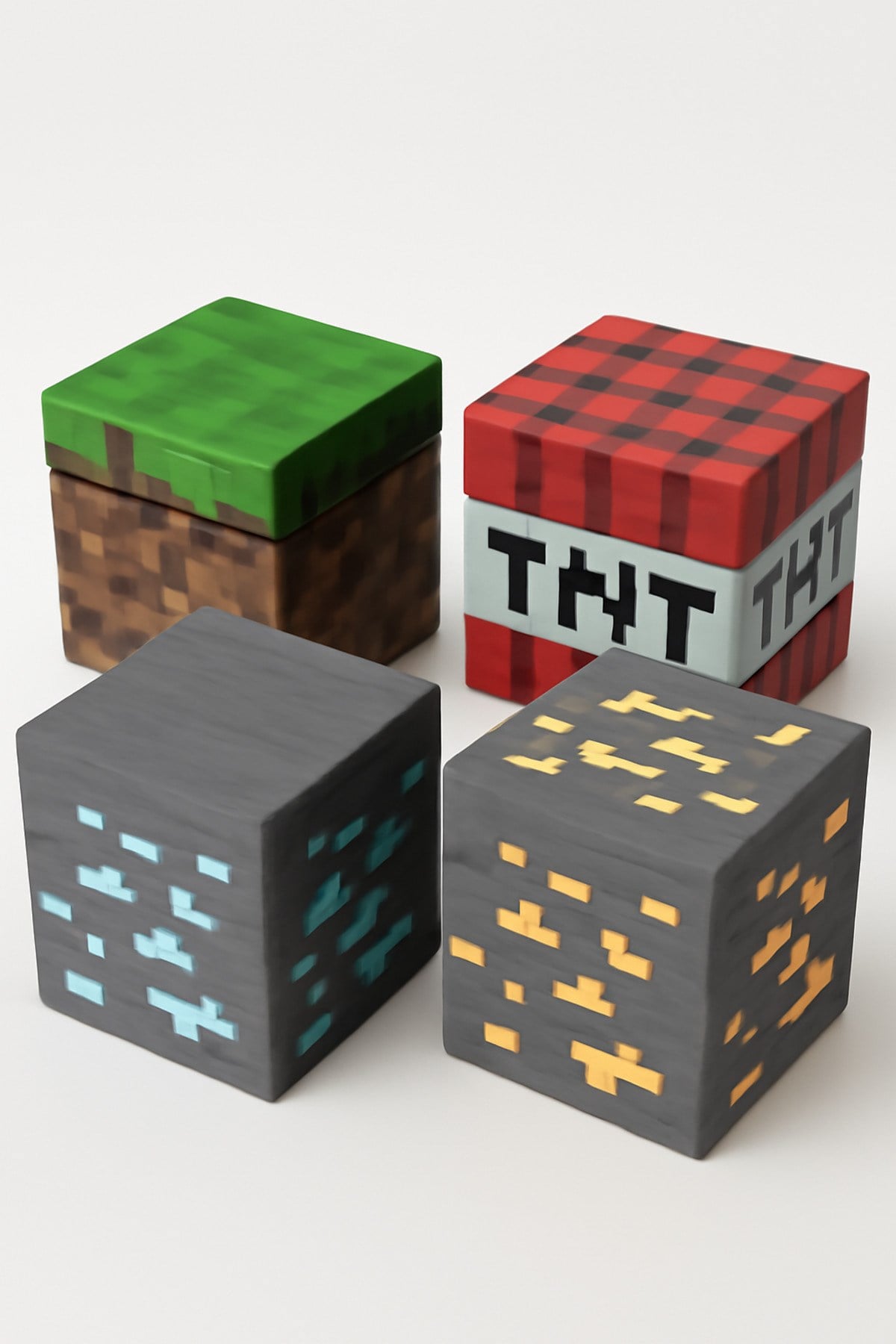 Minecraft Blok 4lü Saklama Kutusu Seti Organizer 3D Baskı