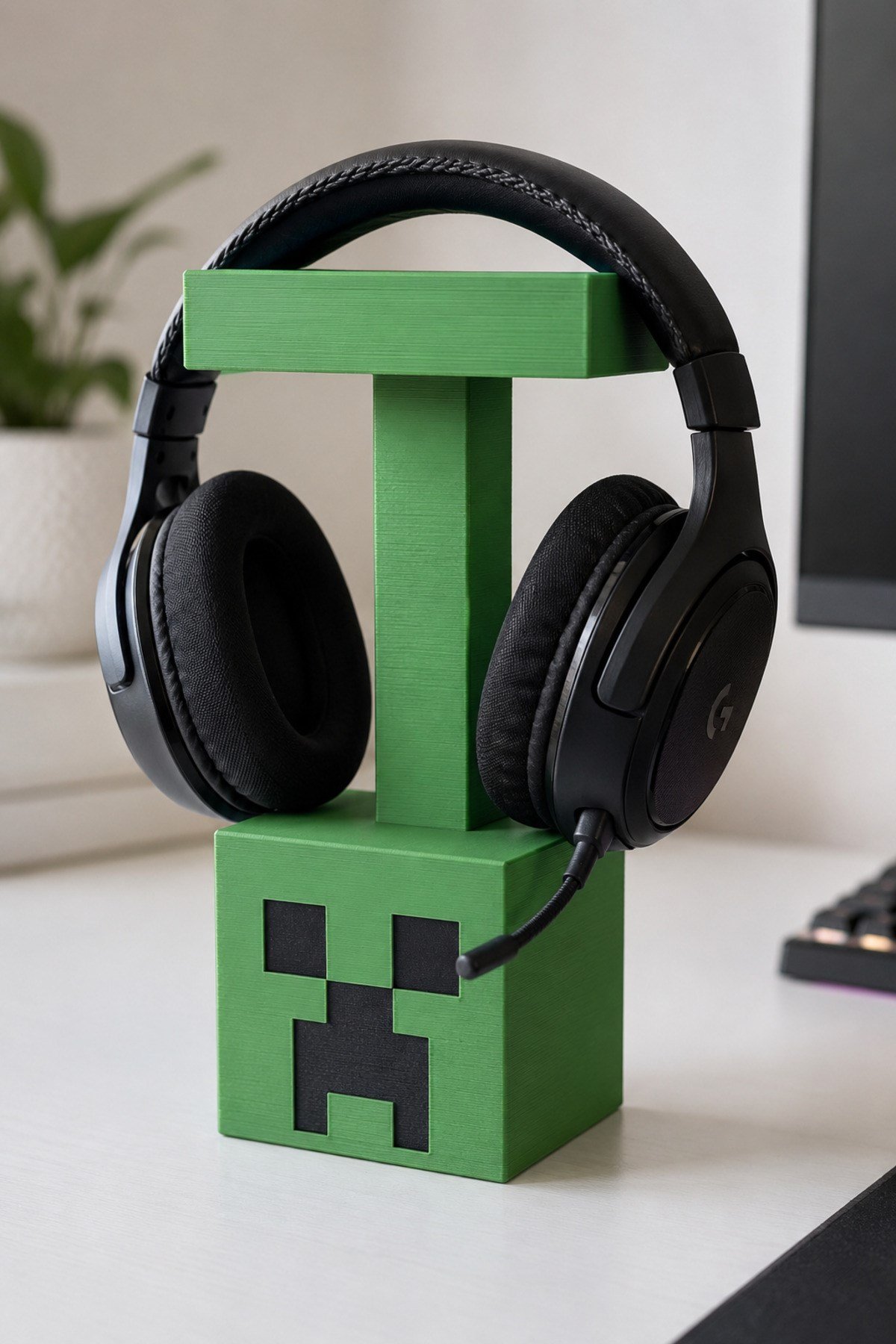 Minecraft Creeper Kulaklık Standı 3D Baskı Gaming Kulaklık Tutucu