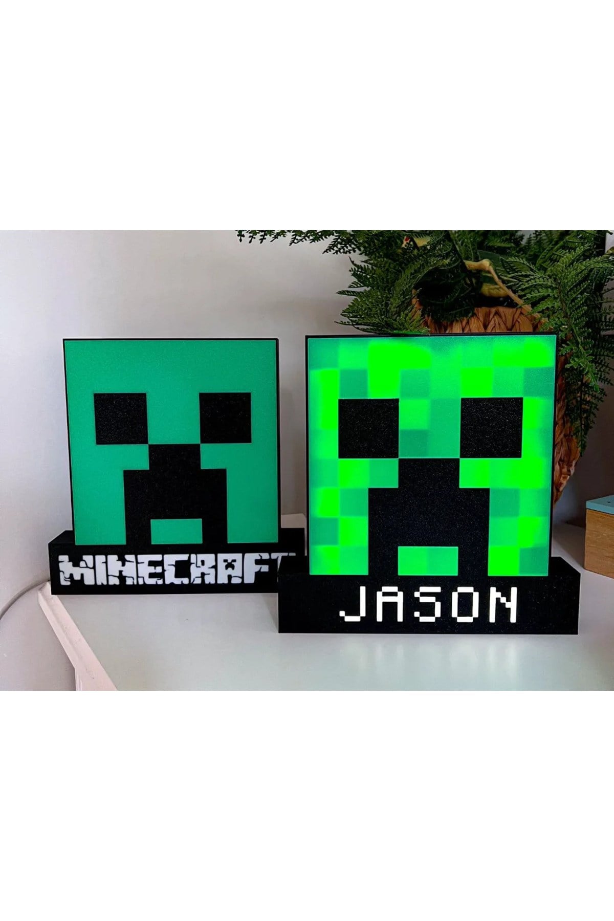 Minecraft Isme Özel Işık Kutusu - Masa Lambası - Dekor Lamba - Gece Lambası