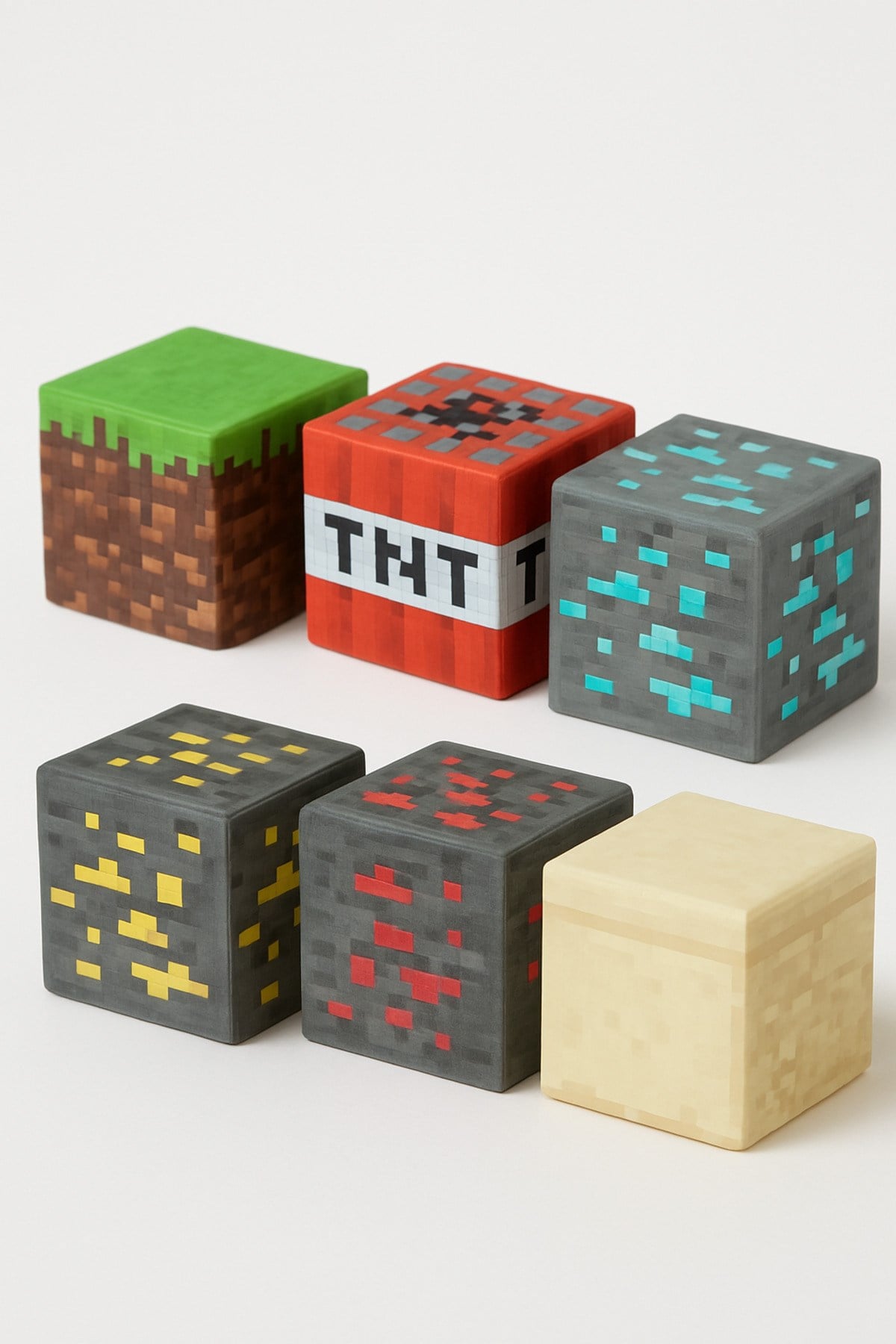 Minecraft Küp Blok Pasta Süsü Seti 6lı Doğum Günü 3D Baskı