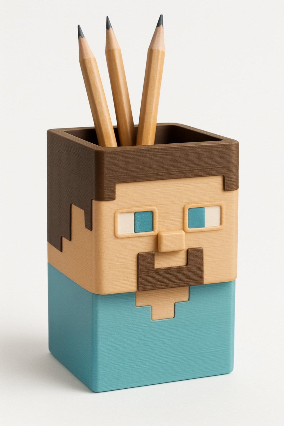 Minecraft Steve Kalem Kutusu Masaüstü Organizer 3D Baskı
