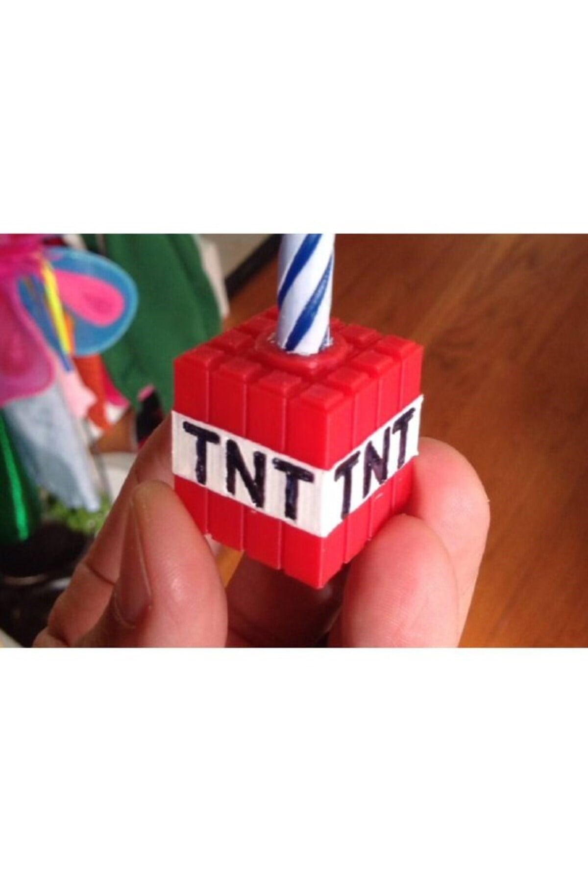 Minecraft Temalı Mumluk - Doğum Günü Süsü - Tnt Mumluk