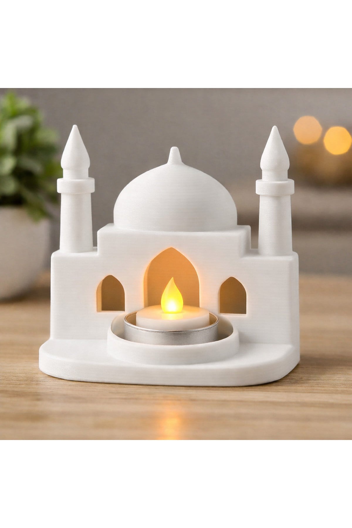Mini Cami Mumluk Dekoratif Tealight Aydınlatmalı Ramazan ve İslami Ev Dekoru -Pilli Mum Dahil