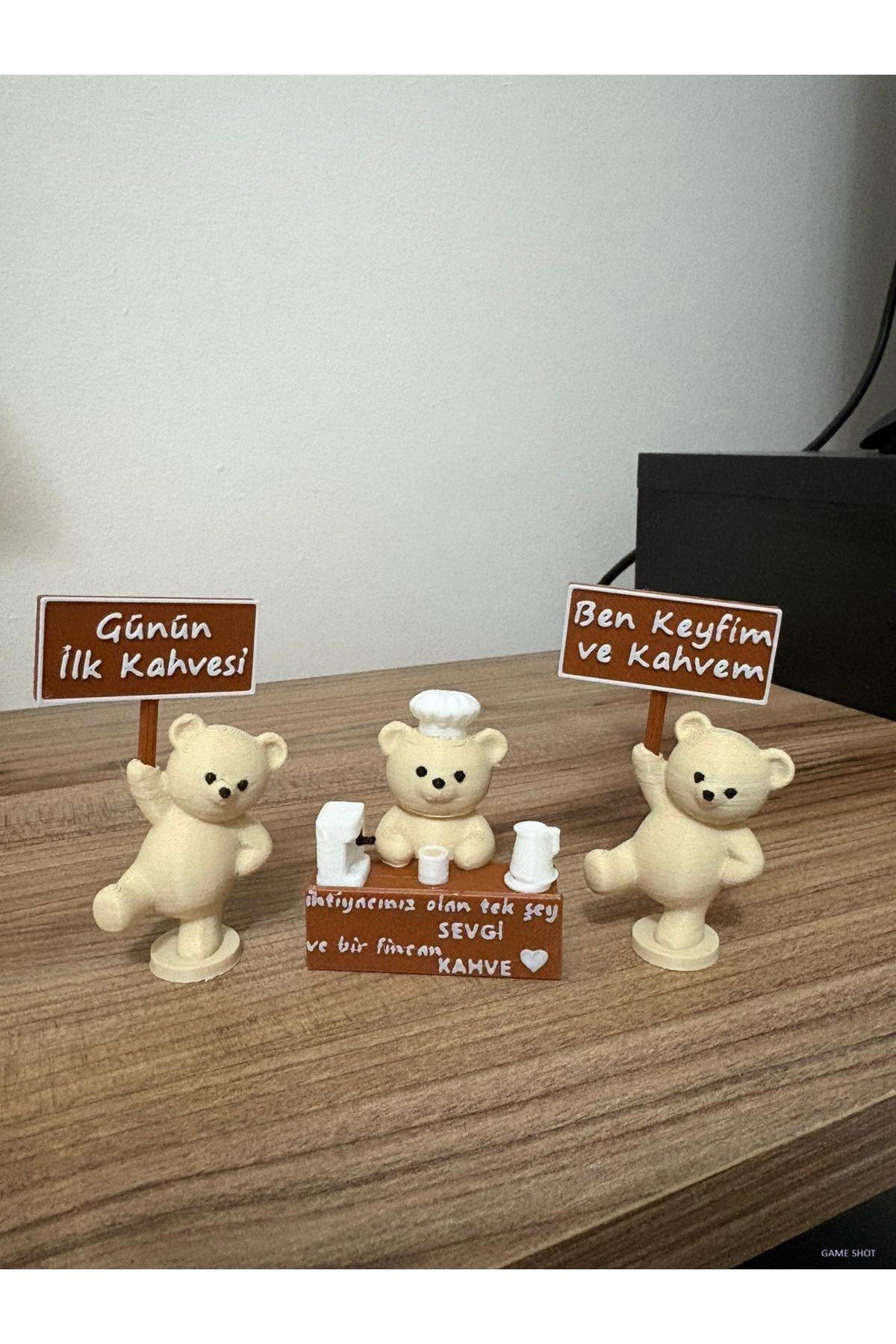 Minik Barista Kahve Köşesi Biblo Ayıcık 3'lü Seti