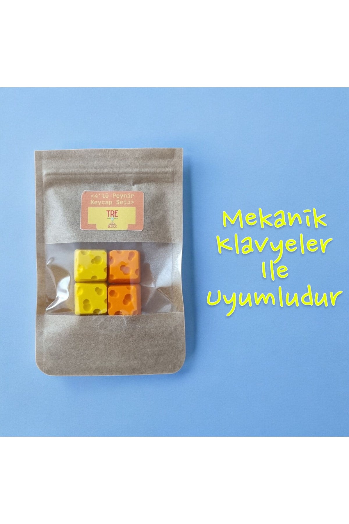 Peynir Klavye Keycaps 4 Adet Set Mekanik Klavye Tuşları