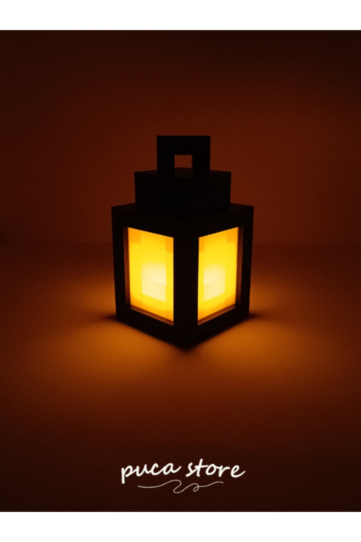 Piksel Temalı Masa Lambası - Led Mum Hediyeli Gece Lambası Lantern 3d Baskı