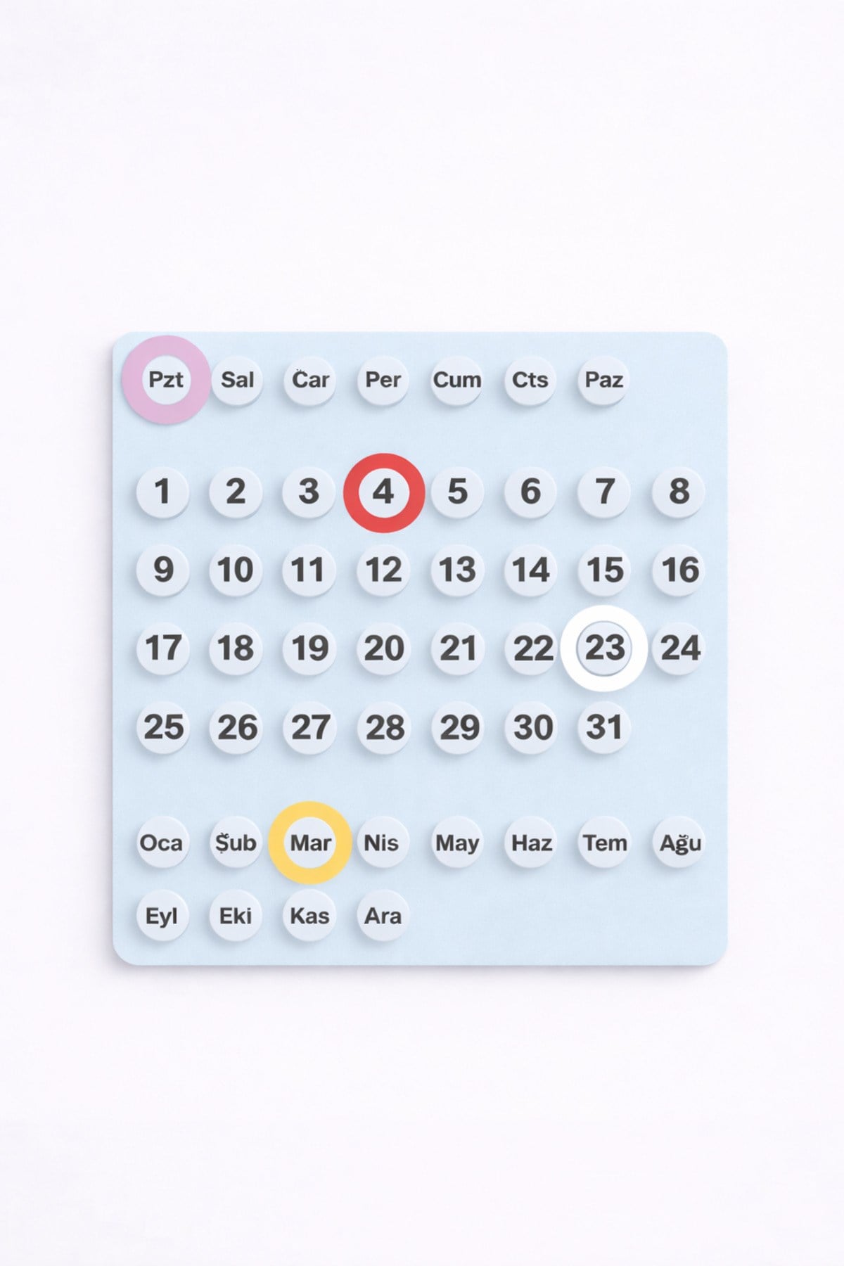 Ring-A-Date Takvim Sonsuz Takvim - 4 Halkalı