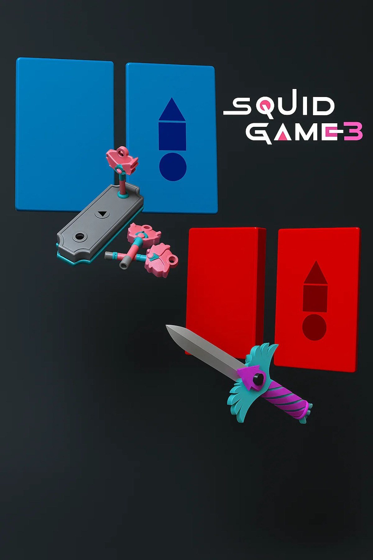 Squid Game 3 - 7 Parça Oyun Takımı (Bıçak + 3 Adet Anahtar + Kilit+ 2 Adet Kutu) - Plastik
