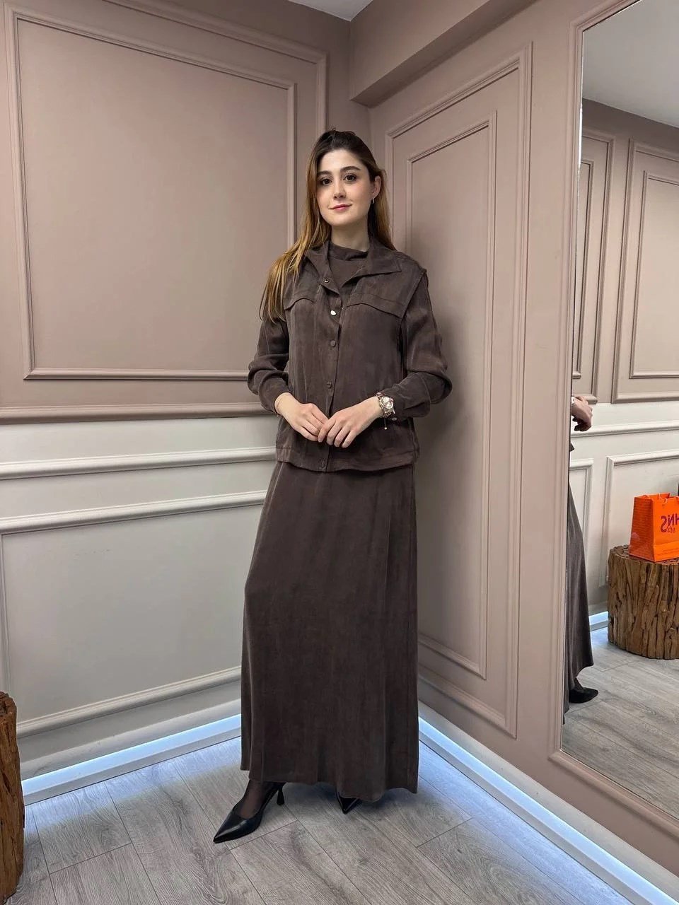 Almarwah Black 202781-1 Kahverengi Elbise