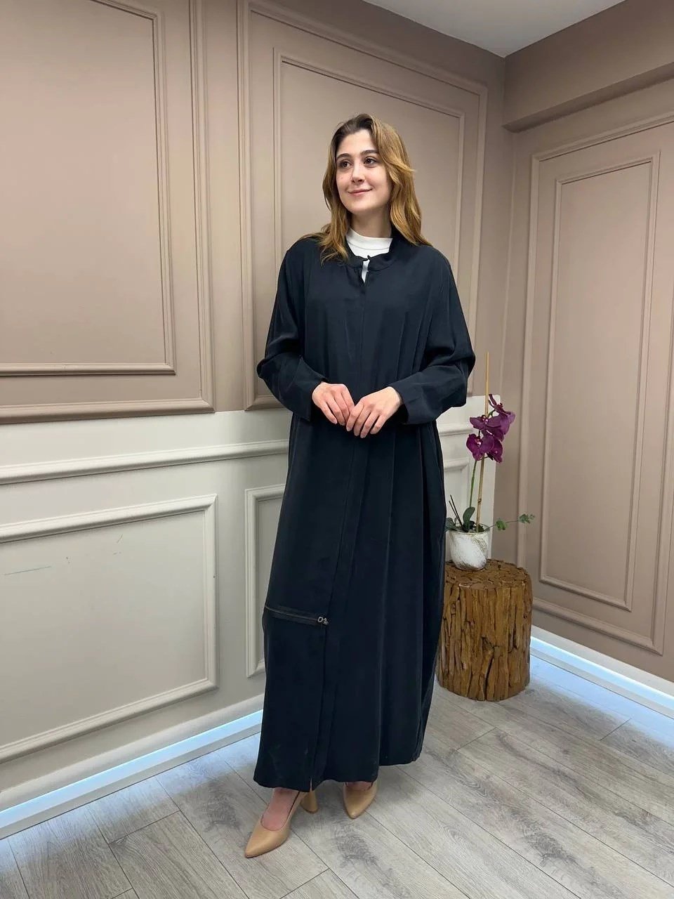 Almarwah Black 50933 Siyah Fermuar Detaylı Kap (Büyük Beden)