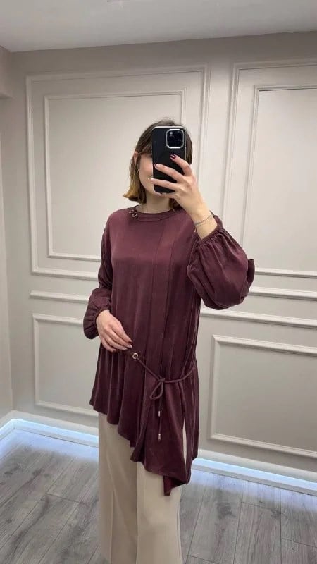Clande CL25023001 Bordo Yanı Detaylı Bluz