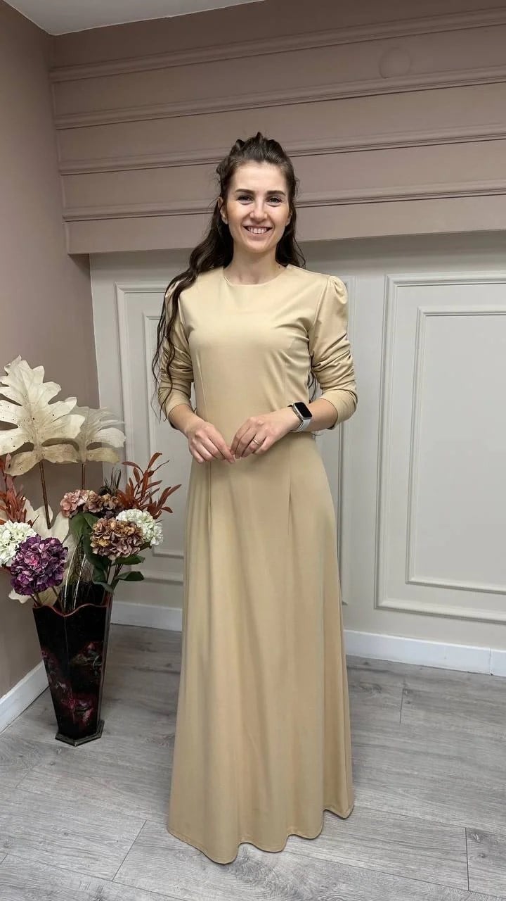 Cloche CL3000 Camel Bambu Penye Kumaş Elbise