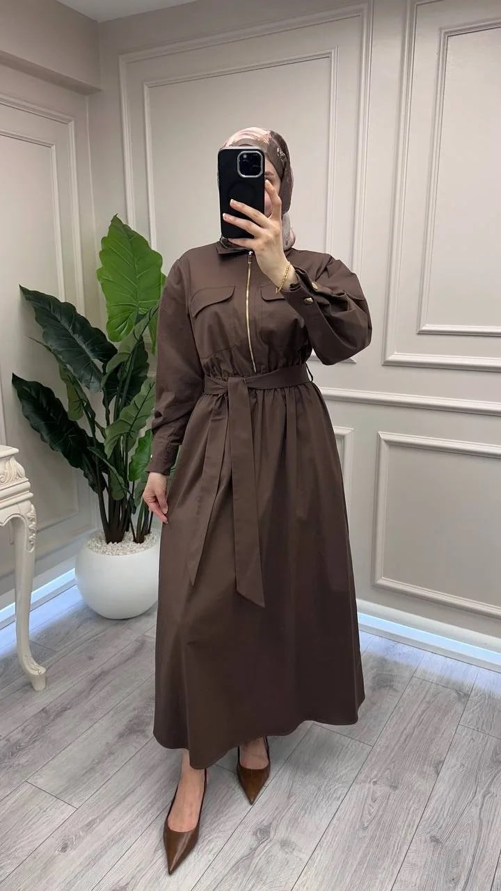 Exquise E26Y06218548 Kahverengi Seleneia Elbise