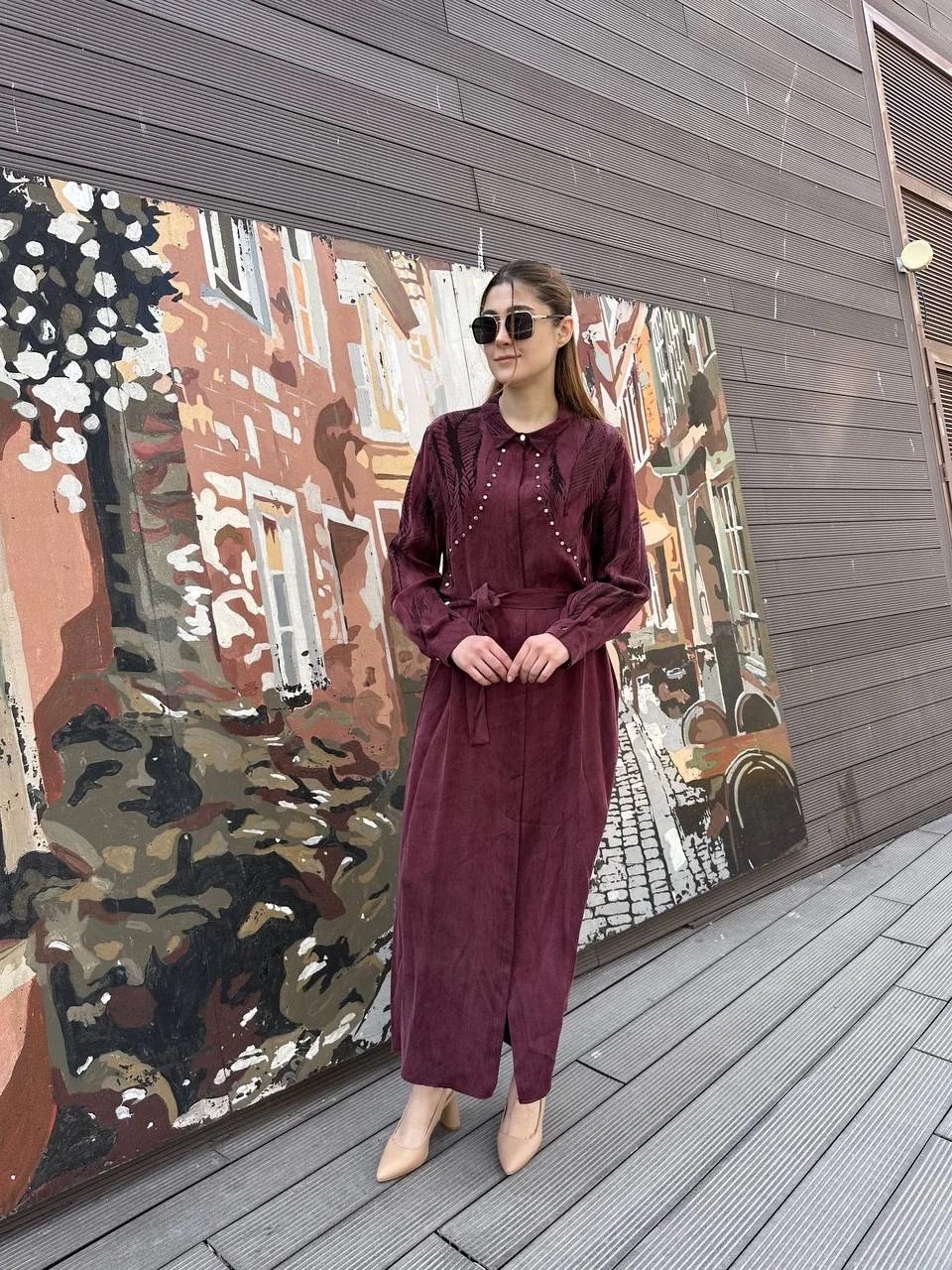 Ghisa 25YGSELB4969 Bordo Desenli Elbise