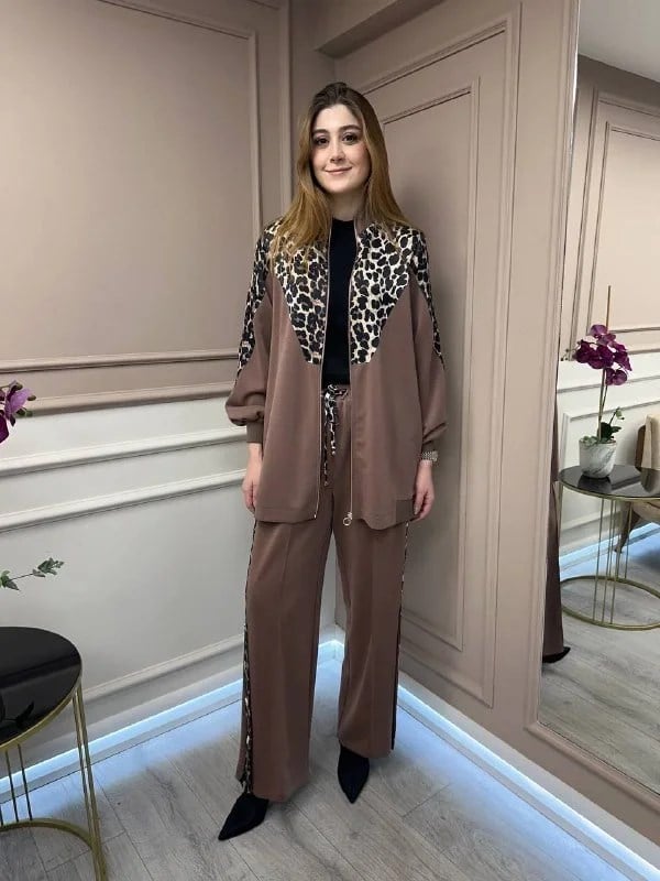 Ghisa 25YGSTKM4860 Kahve Leopar Detay Takım