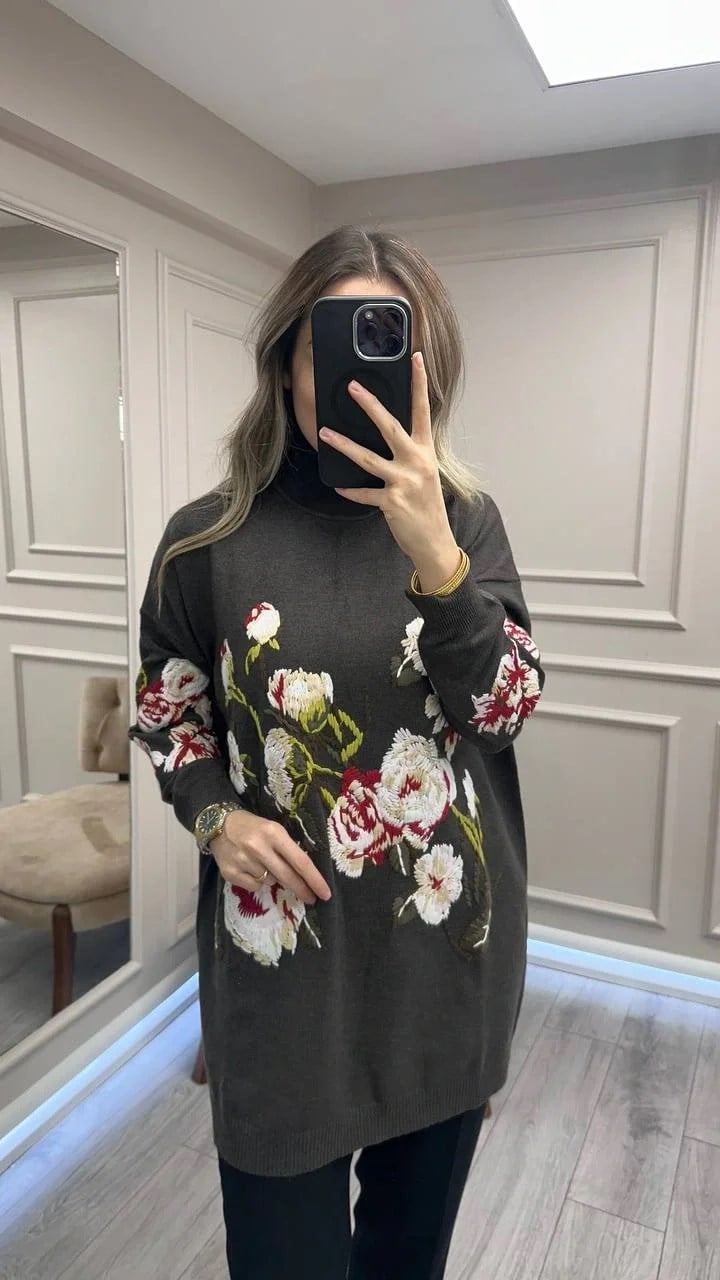 Ghisa 26KGSTNK4154 Gri Nakış Detaylı Tunik