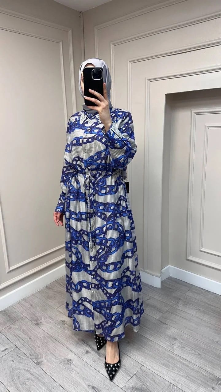 Ghisa 3610E4323 Gri Yakası Taş Detaylı Elbise