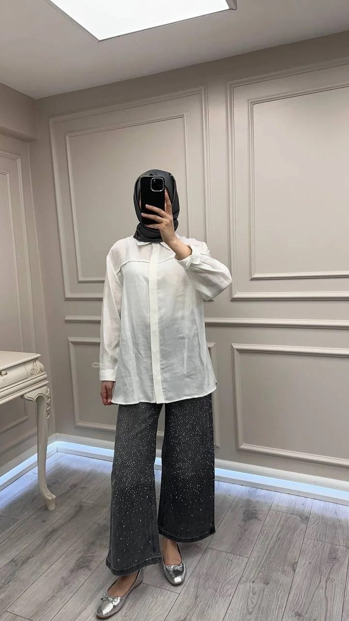 Ghisa 3611P8181 Siyah Taş Detaylı Kot Pantolon