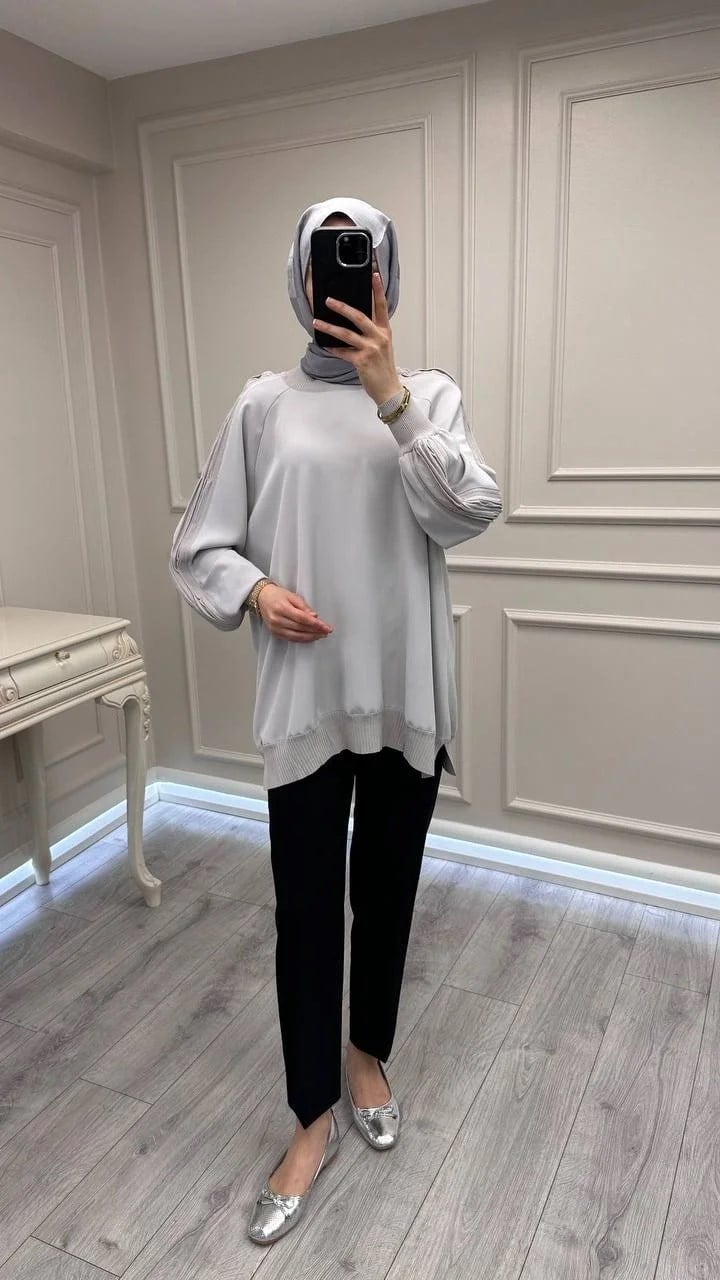 Ghisa 3630T4321 Gri Kolları Merserize Detaylı Tunik