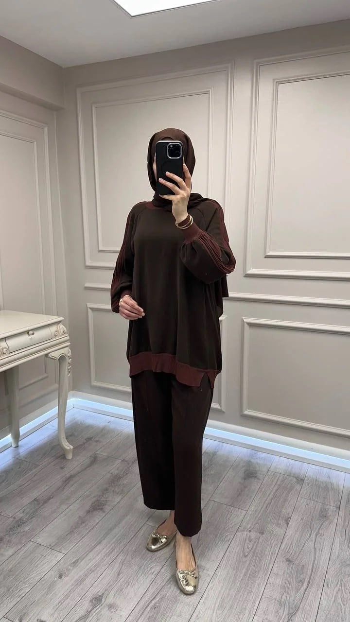 Ghisa 3630T4321 Kahve Kolları Merserize Detaylı Tunik