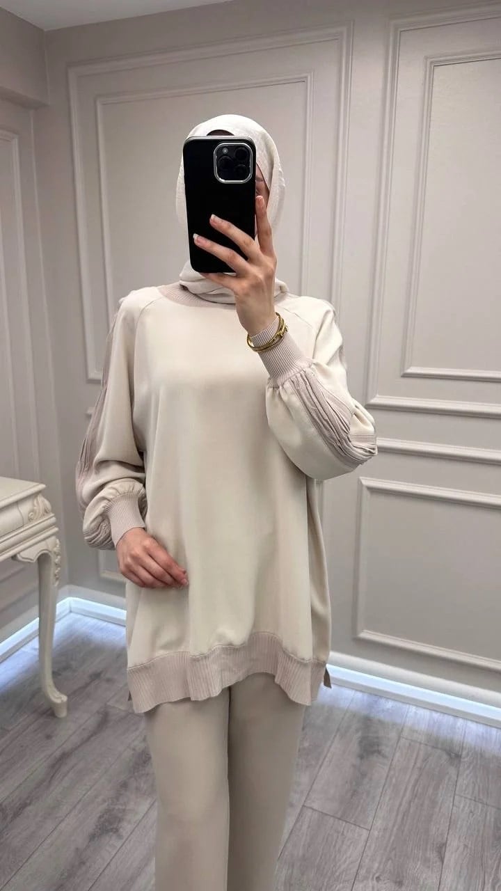 Ghisa 3630T4321 Taş Kolları Merserize Detaylı Tunik