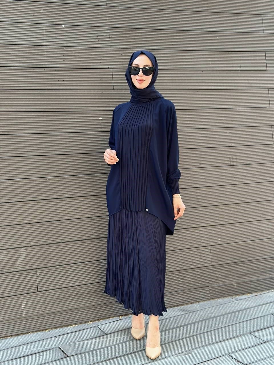 Ghisa 3630T4442 Lacivert Önü Nervür Detaylı Tunik