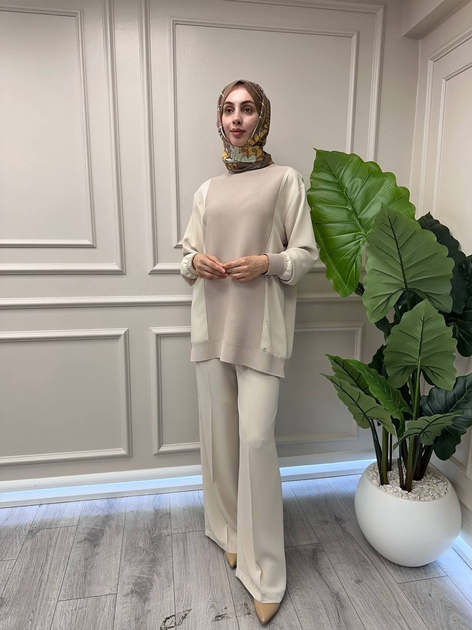 Ghisa 4730T4477 Bej Merserize Detaylı Tunik